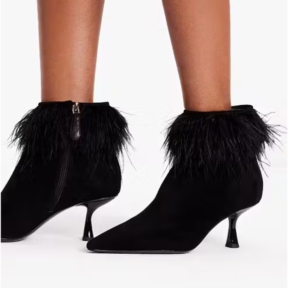 Kate Spade New York:: Pointy Toe Marabou Kitten Heel Booties::Nib::Last Pair::